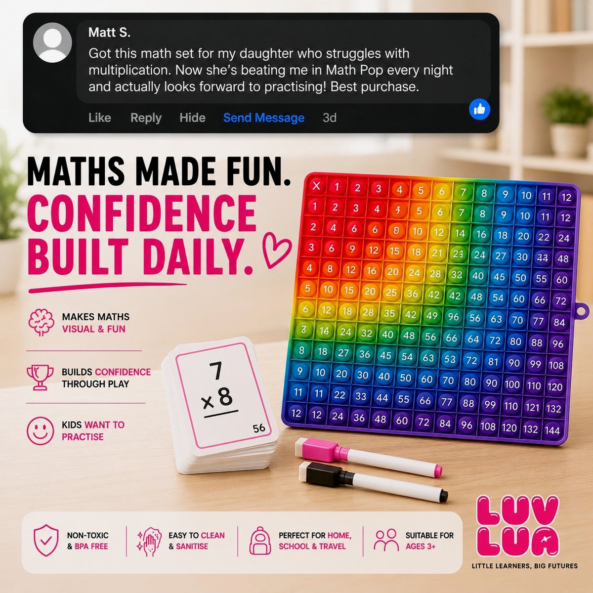 Math Pop™ Interactive 12×12 Pop-It Board