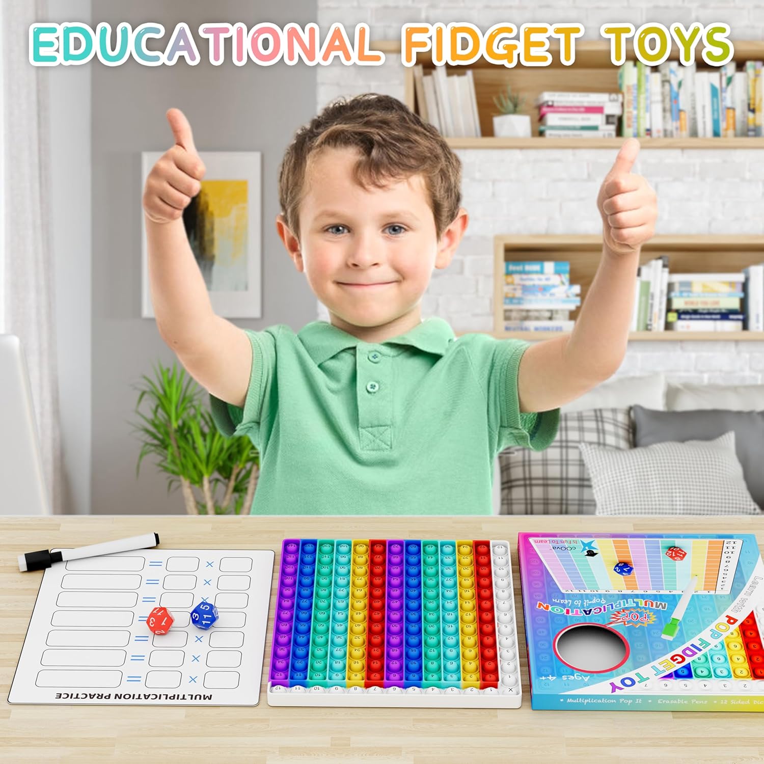 COOVA Multiplication Chart Pop It - Multiplication Game Board, 12x12 Times Table Math Game Board for Kids Learning, Educational Multiplication Machine Toy